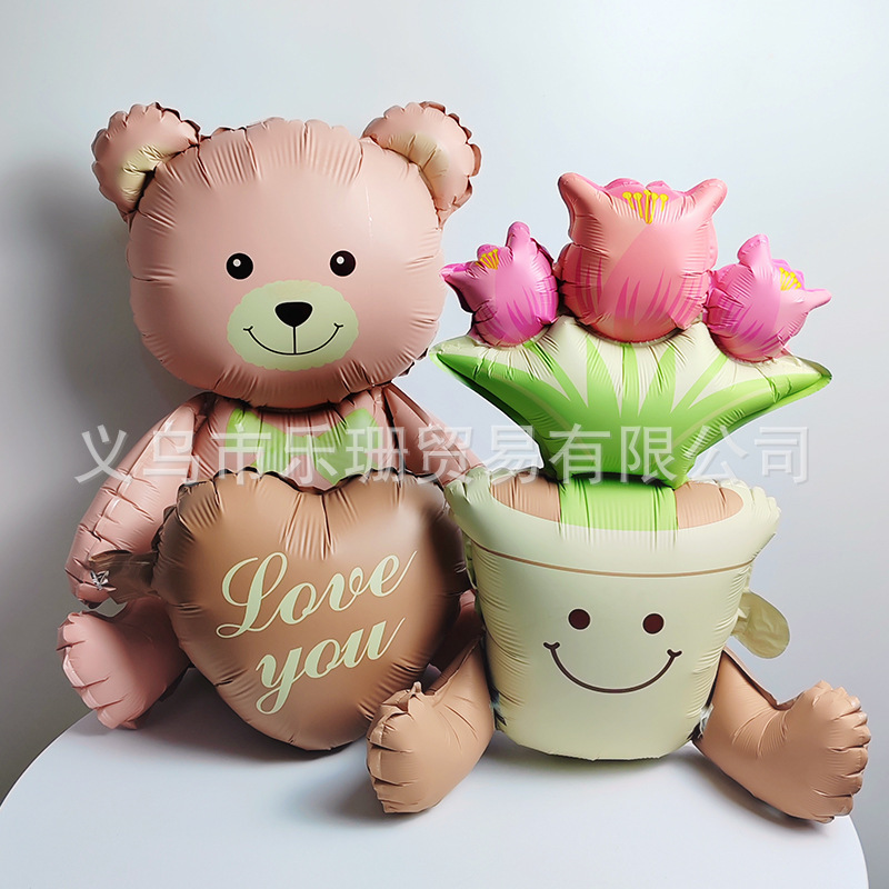 Net red matte stereo hug love hug bear aluminum balloon boy and girl friends birthday party photo props decoration