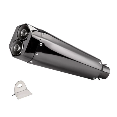 Motorcycle modification: Dual outlet Exhaust pipe - b-diamond-shaped-double-output-in-bright-black