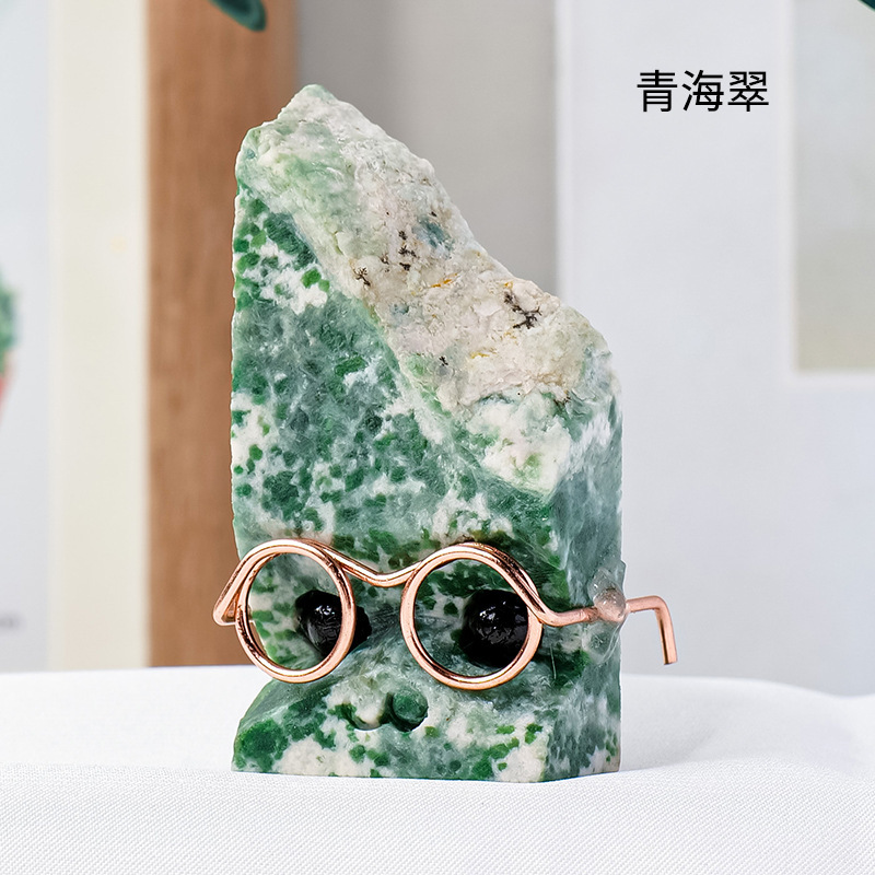 Crystal natural transfronterizo pequeño erizo adornos de escritorio para el hogar para jugar con gafas para la decoración creativa del erizo mayorista