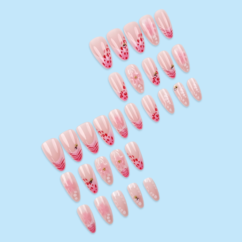 3D flor tridimensional francesa usar uñas 30 piezas de uñas de almendras suaves blanquear uñas comercio exterior parche de uñas mezcla lotes
