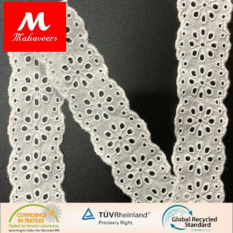 新款棉布刺绣棉线花边 现货雕孔缕空小花 服装装饰用料批发