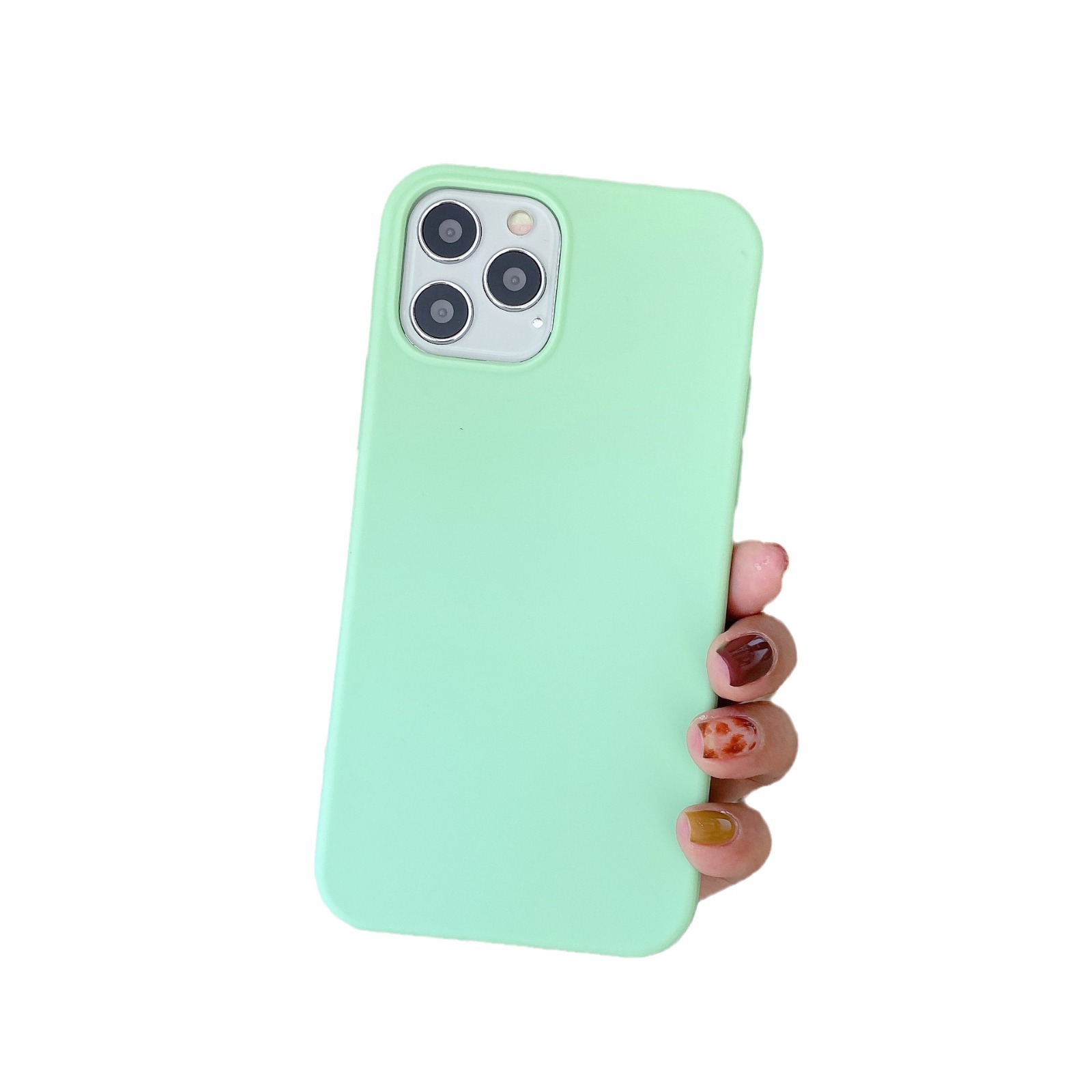 Aplicable a la carcasa del teléfono móvil de Apple X carcasa simple a prueba de caídas de gran agujero 16promax color caramelo que se siente agradable para la piel funda suave de silicona