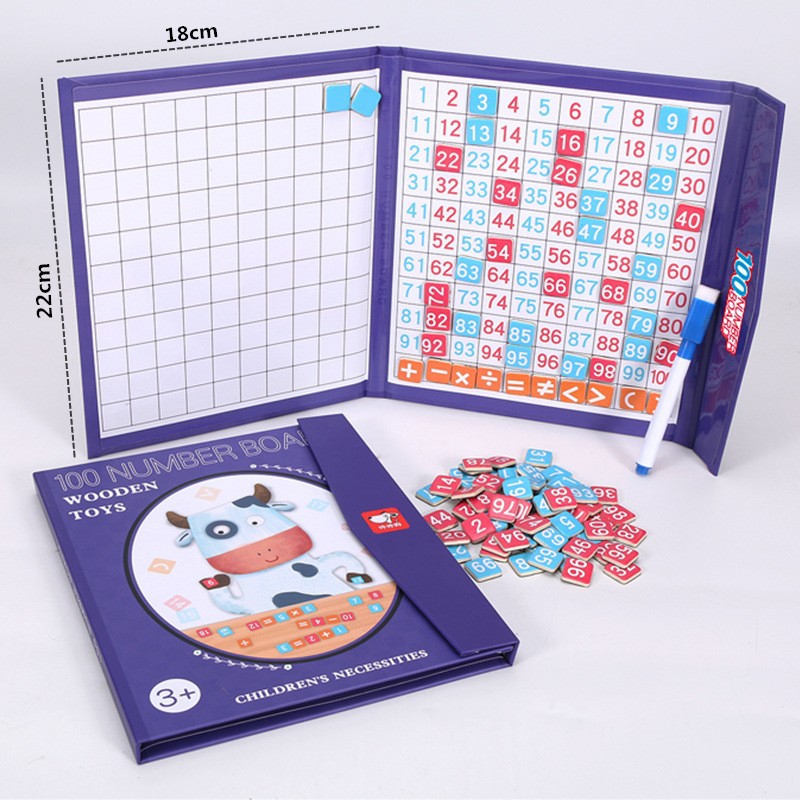 Montessori magnética cientos tablero 1 a 100 de matemáticas para niños adición y sustracción material didáctico kindergarten educación temprana juguetes Montessori