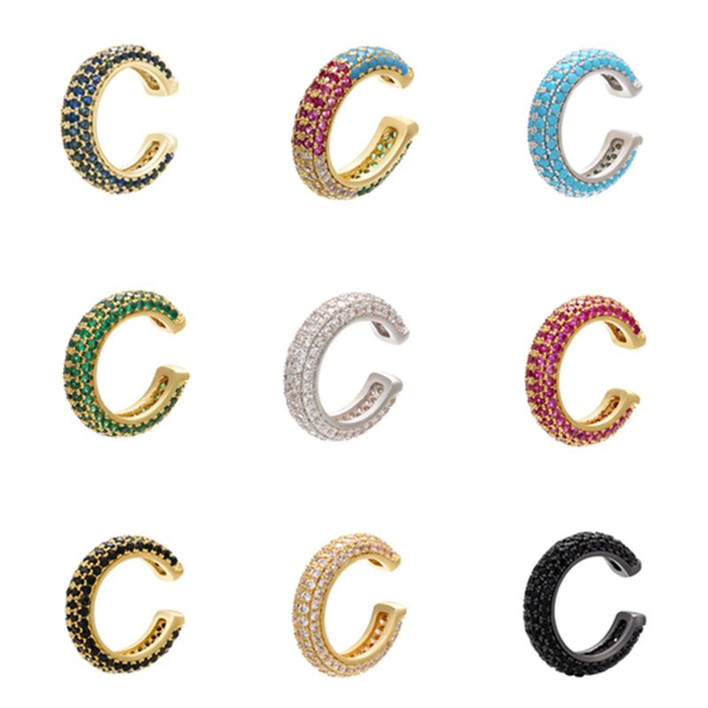 1 Pièce Mode Forme C Placage Incruster Le Cuivre Strass Clips D'oreille display picture 1