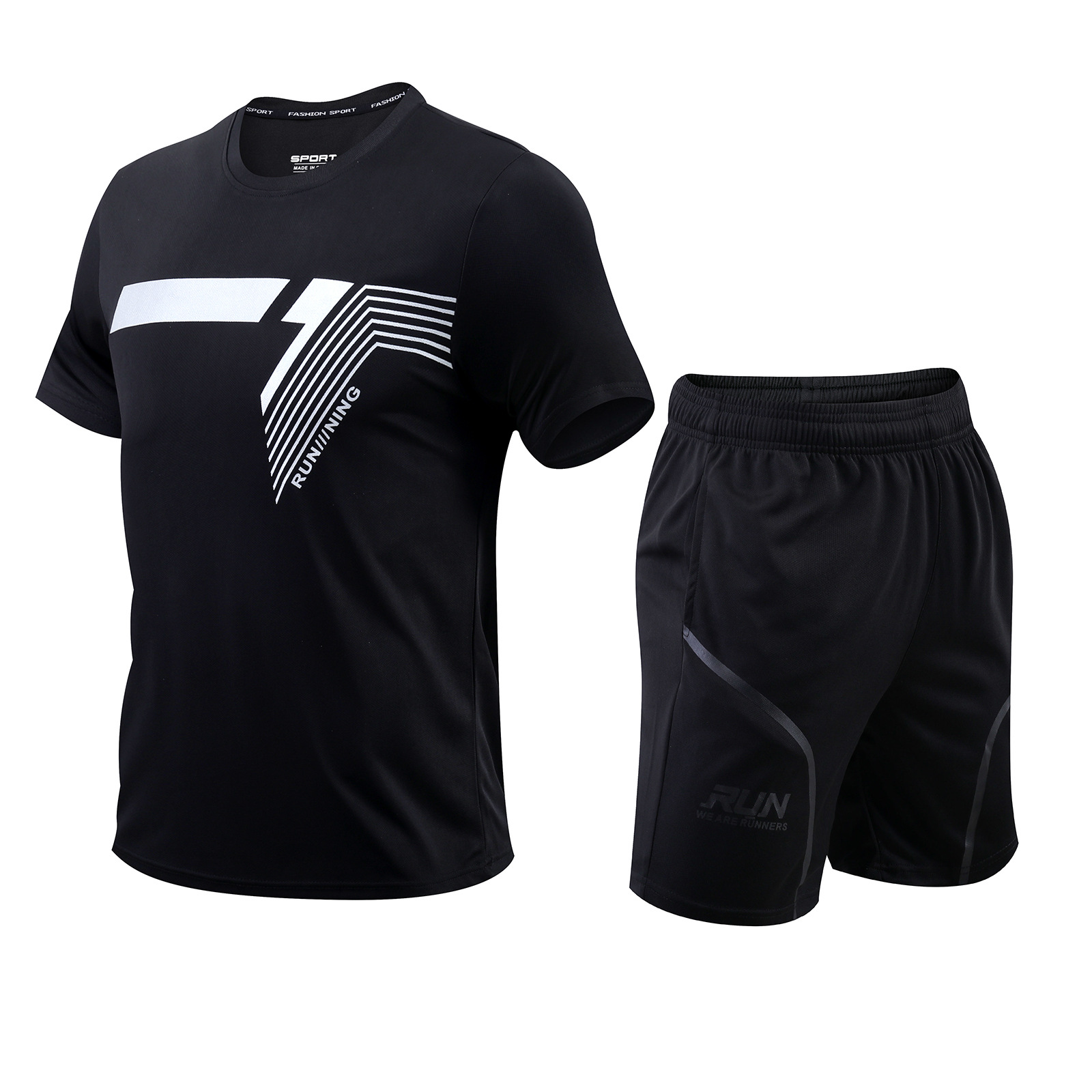 2025 nueva ropa para correr, seda de hielo, deportes de ocio al aire libre, ropa de entrenamiento transpirable de secado rápido de dos piezas, camiseta