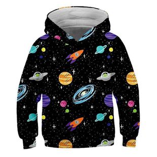 2024 New Space Astronaut Spring and Autumn 3D Digital Printing Children's Loose Comfortable Pullover Top