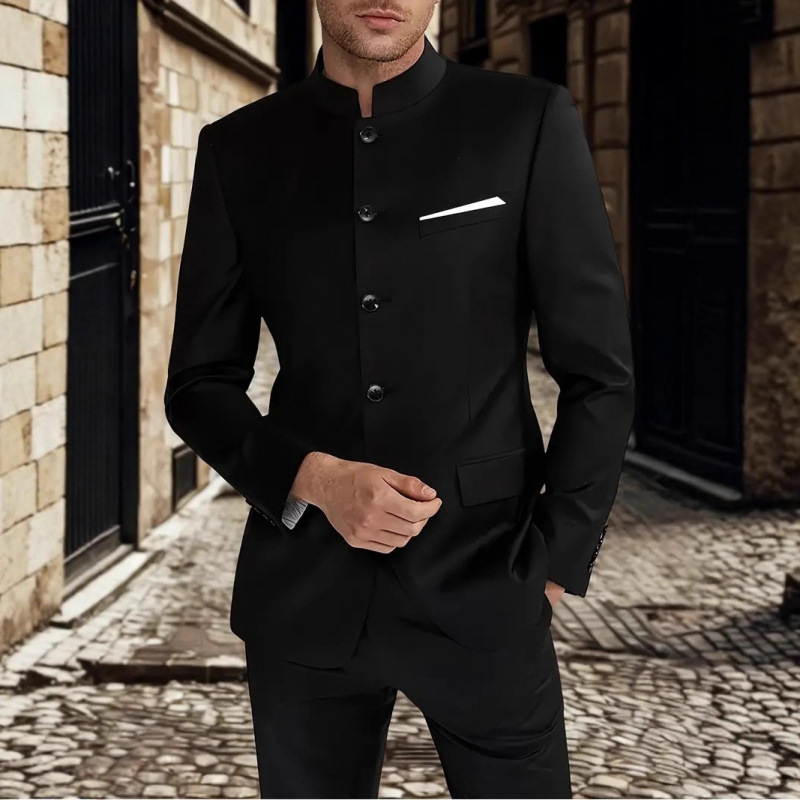 Cross-Border 2025 Autumn and Winter New European and American Men's Suit Jackets Korean Style British Style Business Formal Jackets