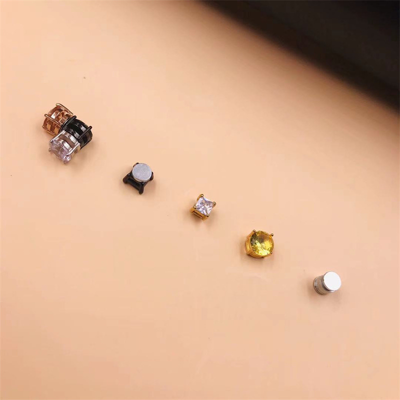 Amazon simple reducción de peso cuadrado Zircon de acero de titanio no perforado imán oreja espárragos eBay personalizado oído joyería al por mayor