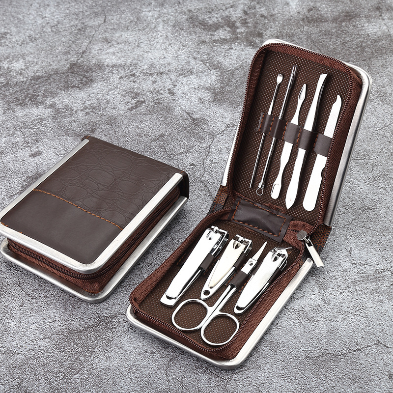 便携可印刷礼品拉链皮包美容美甲修甲工具拉链包9件套指甲刀套装