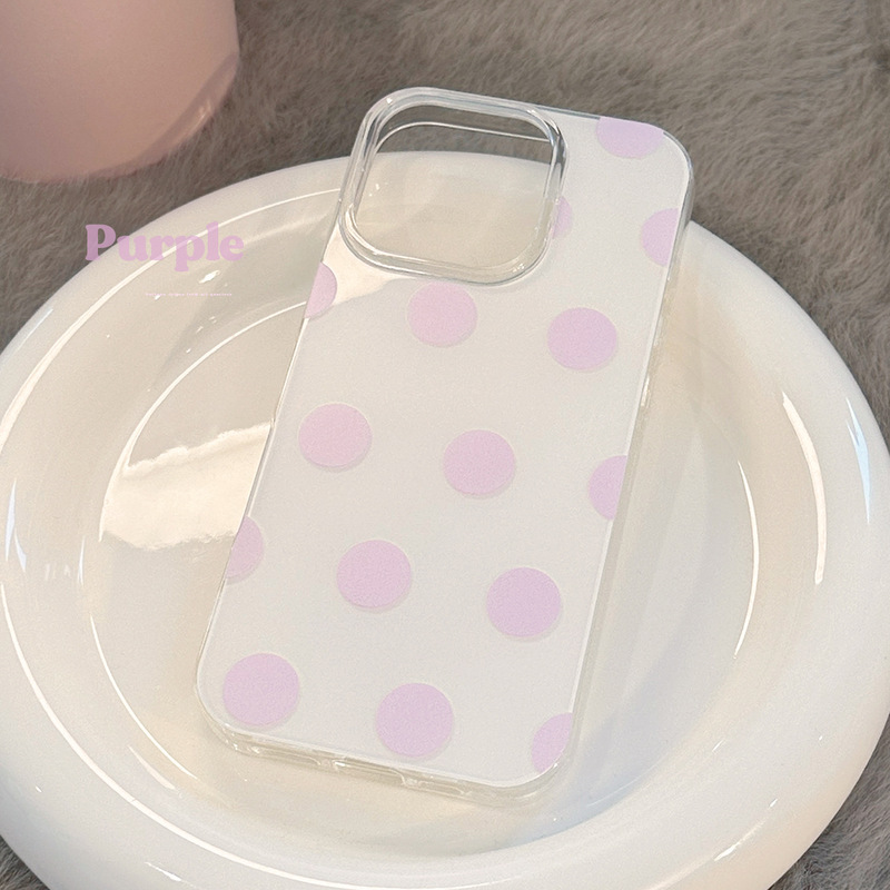 [under the Tower] Ins Personalized Purple Polka Dots Suitable for Iphone17 High-End Apple 16Pro Max Dropshipping 15