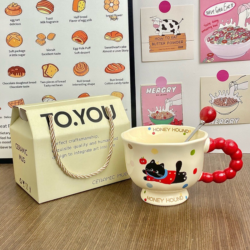 Cute perro de cerámica taza de agua de pareja de chicas taza de oficina taza de café regalo de cumpleaños taza de cerámica