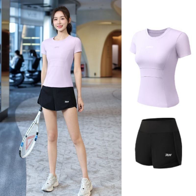 Trajes de yoga para mujeres de verano ropa deportiva suelta rápida ropa seca para correr trajes de mujeres de la mañana comercio al por mayor