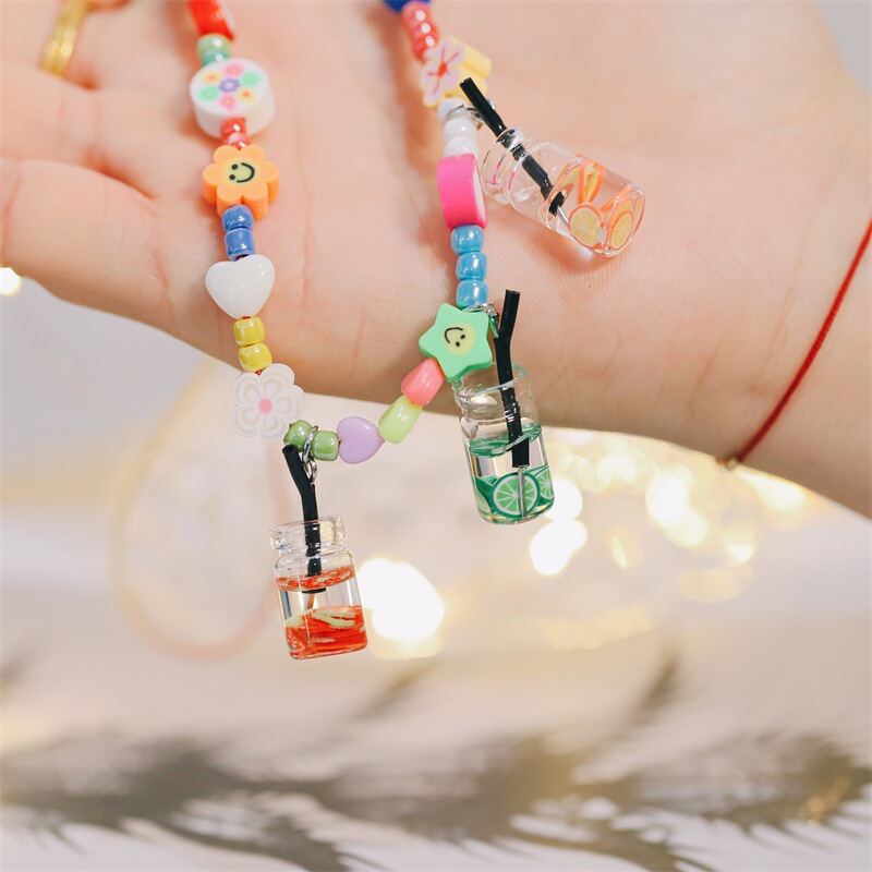 DIY jewelry pendant creative soft pottery glass wishing bottle fruit butterfly avocado mini floating bottle glass bottle