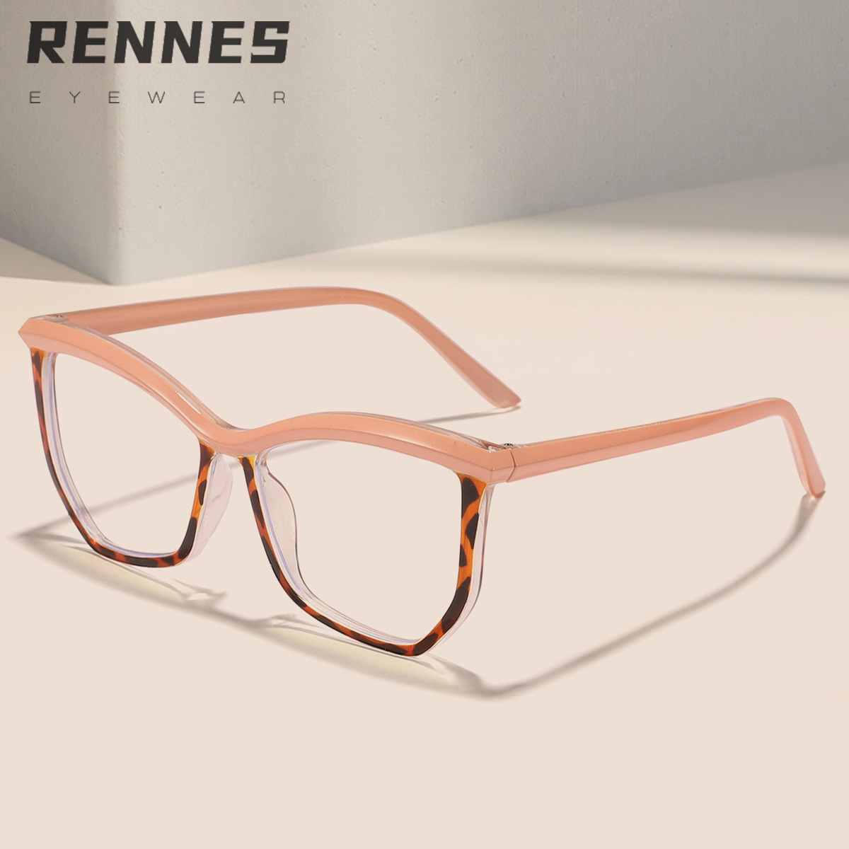 Marco de gafas de cejas transfronterizo antiazul espejo plano poligonal irregular marco de gafas de maquillaje europeo y americano puede equiparse con miopía