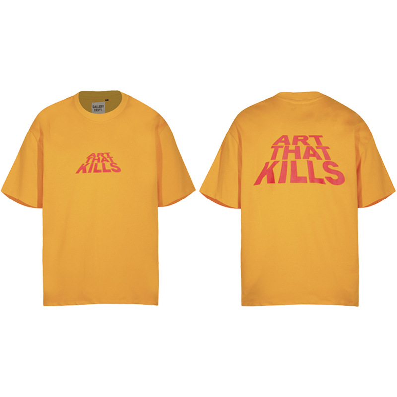 Galería American Trendy Brand Print Manga corta Vintage Verano Sueldo Gradiente Bronceado Camiseta de la calle Hombres