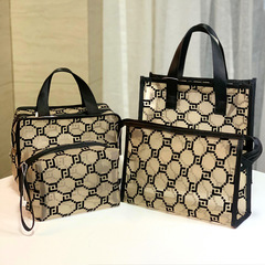 New K-Style Fog Flower Mesh Flocked Makeup Bag with Handle, Portable Toothbrush and Soap Case, Large Capacity Women's Bag