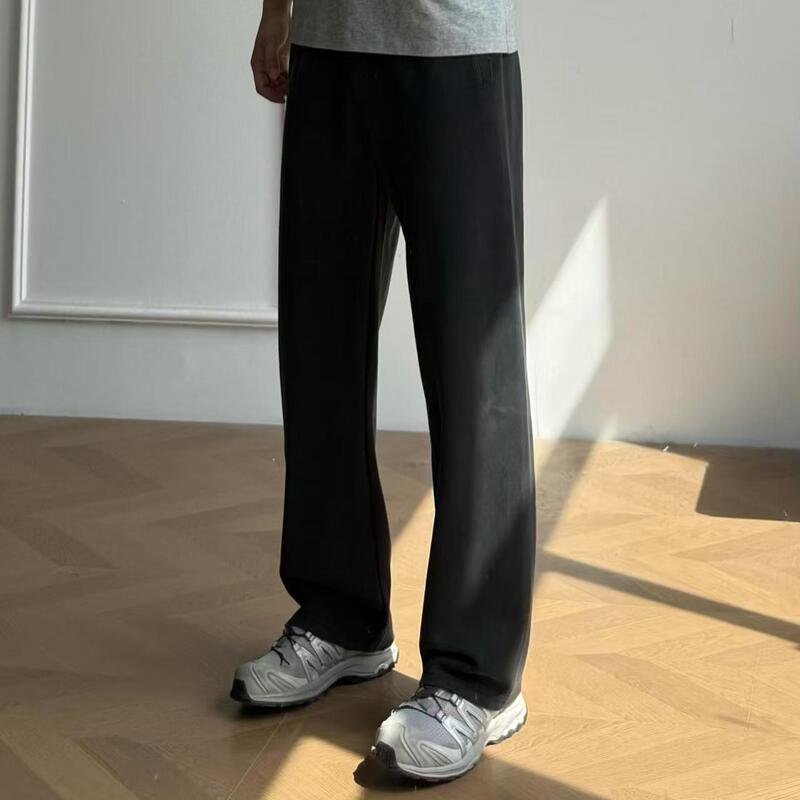 Straight-Leg Micro-Flared Distressed Washed Gray Distressed Sweatpants Men's Loose Straight-Leg Sports Casual Trousers