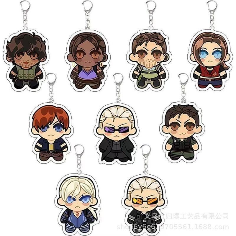 Resident Evil merchandise acrylic keychain Leon and Jill Claire Q-version pendant backpack decoration gift