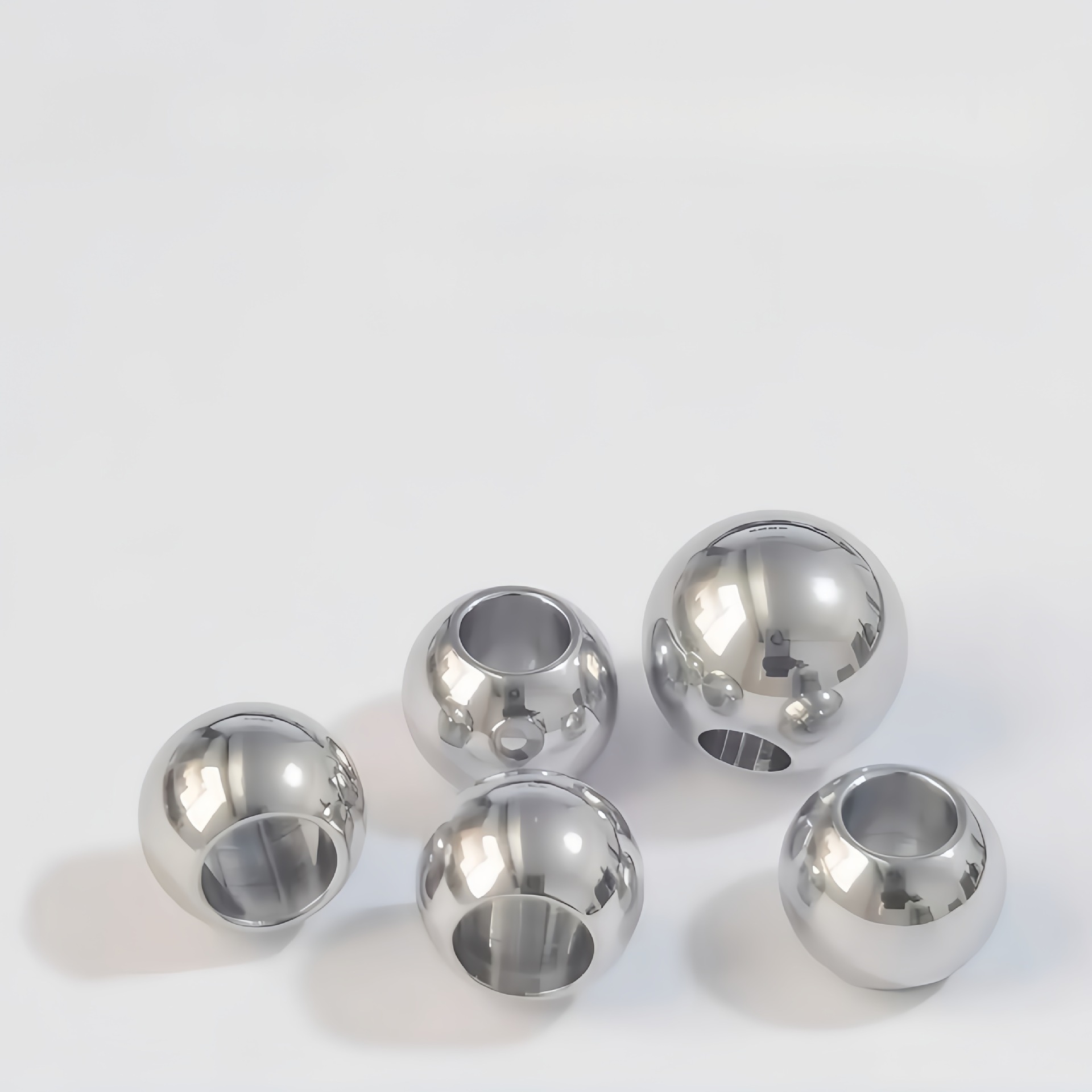 304实心通孔钻孔钢球 不锈钢珠打孔 带孔铁球 攻牙盲孔螺纹