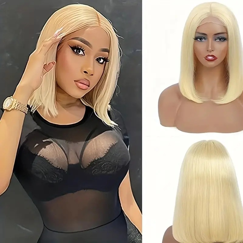Peluca bob de encaje frontal estilo europeo americano, cubierta de cabeza de cabello sintético_voghion.com