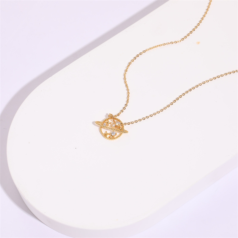 Fashion Geometric Star Copper Pendant Necklace Inlay Zircon Copper Necklaces 1 Piece