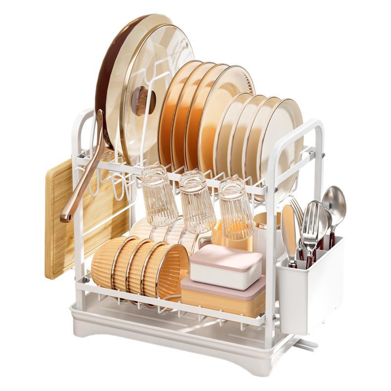 Estante de cocina de Amazon, tapa de olla de gran capacidad, taza de plato, palillos, almacenamiento multifuncional, drenaje, estante de acabado de cocina