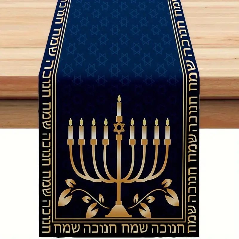 Transfronterizo nuevo Hanukkah camino de mesa de lino impreso mantel hogar Decoración sofá fiesta Festival atmósfera Decoración