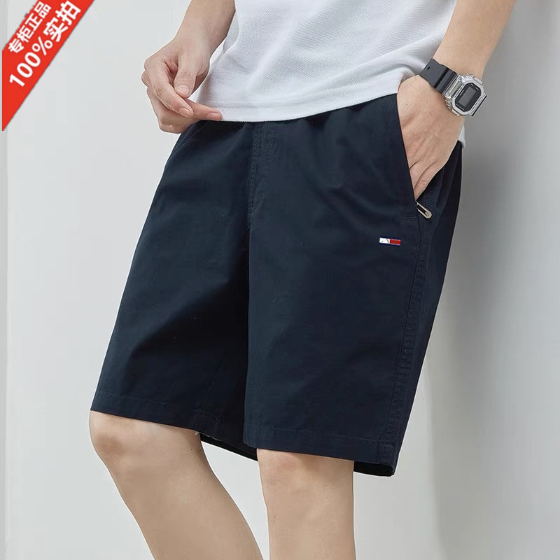 Authentic Tommy Summer Men's Shorts Pure Cotton Loose Casual Sports Outer Wear Mid-Pants Beach Pants Five-Point Pants for Men