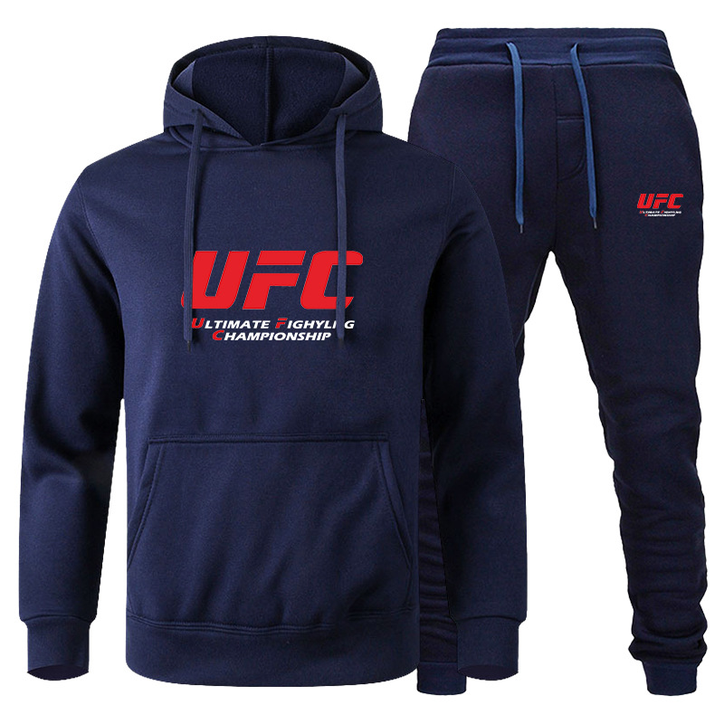 Traje de suéter de hombre transfronterizo de amazon otoño e invierno sudadera con capucha de lana roja UFC comercio exterior ocio traje deportivo