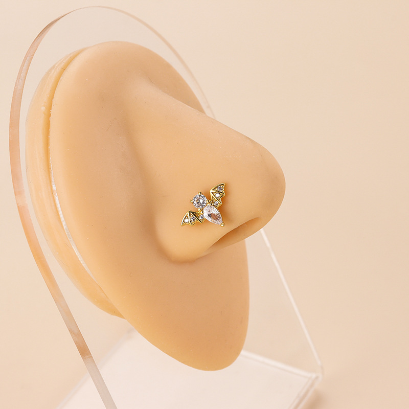 Fashion Clouds Heart Shape Flower Stainless Steel Plating Zircon Nose studs 1 Piece