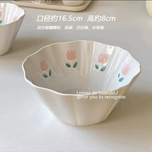 [手绘浮雕郁金香-6英寸花边碗（72个/箱）]