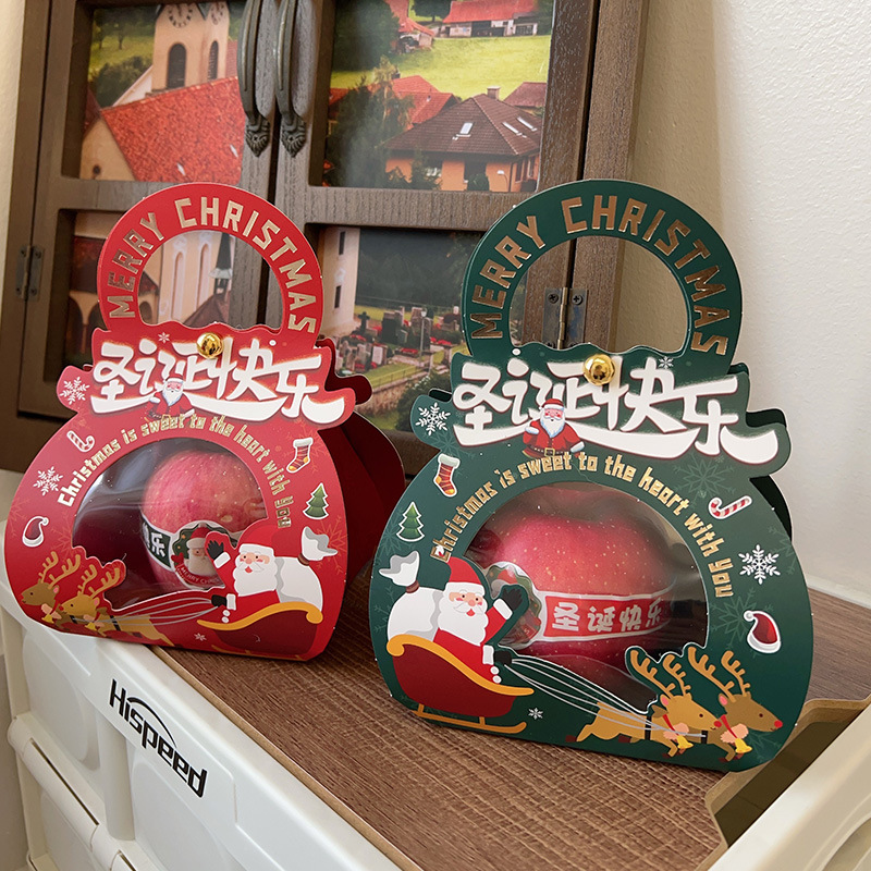 Caja de embalaje de fruta de Navidad fresca Santa ELK caja de transporte de mano 10 Navidad Apple caja portátil