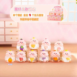 新款小猪系列我什么都没吃盲盒潮玩抖音直播对对碰树脂桌面装饰品