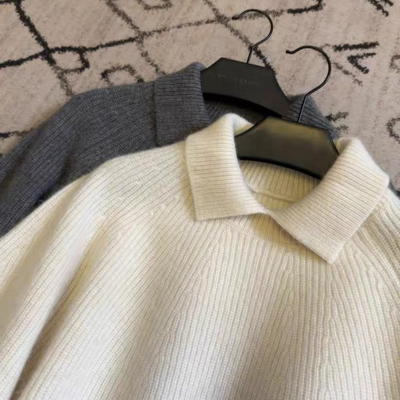 Wool Blend Sweater for Women with a Slim Fit Collar, Elegant Neck Line, and Warm Polo Collar Knitwear