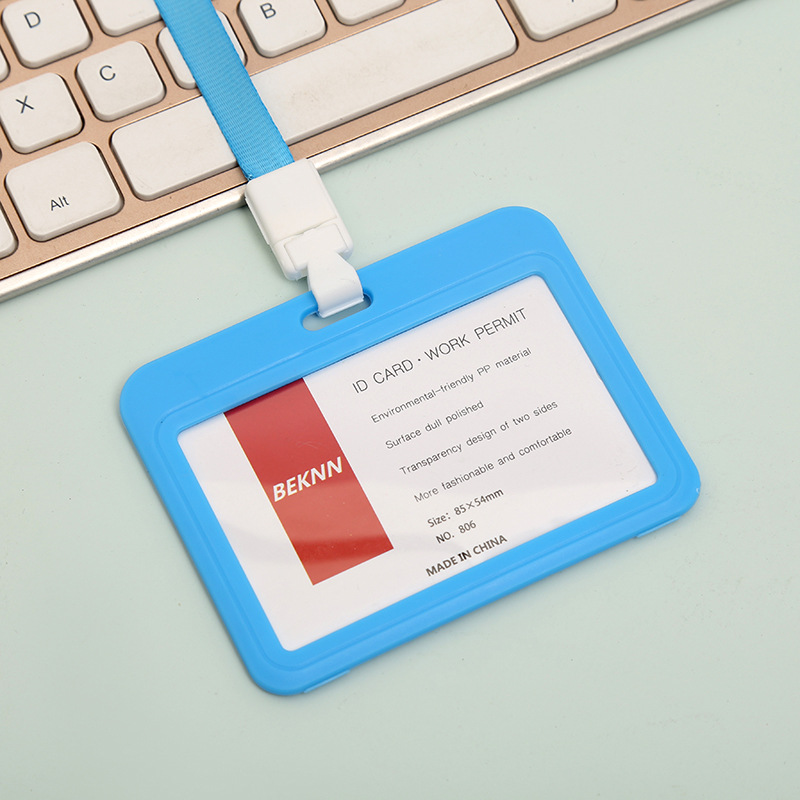 Funda protectora para tarjeta de identificación, porta tarjetas de autobús transparente de doble cara, porta tarjetas de identificación laboral, porta tarjetas de identificación de estudiante, cordón para tarjeta de identificación de exposición
