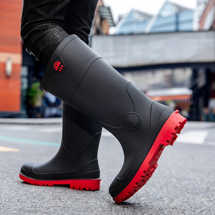 Puncture-resistant Steel Toe Labor Protection Water Shoes Smash-resistant Water Boots Site Rain Boots Waterproof Men's Fishing Steel Bottom Plate Rain Boots Men's