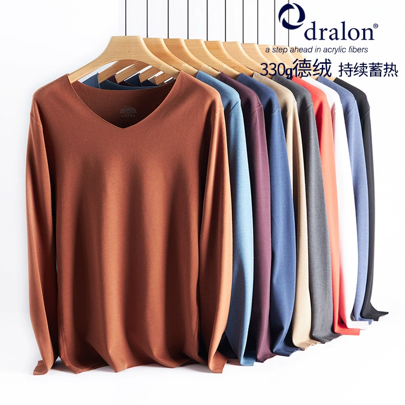 Пользовательские Осень-Зима Новая Мужская Горячая бархатная кашемировая Базовая рубашка с V-образным вырезом теплый дышащий эластичный теплый топ для мужчин