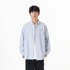 男士衬衫美式休闲衬衣Cleanfit条纹衬衫男女宽松长袖衬衣外套情侣