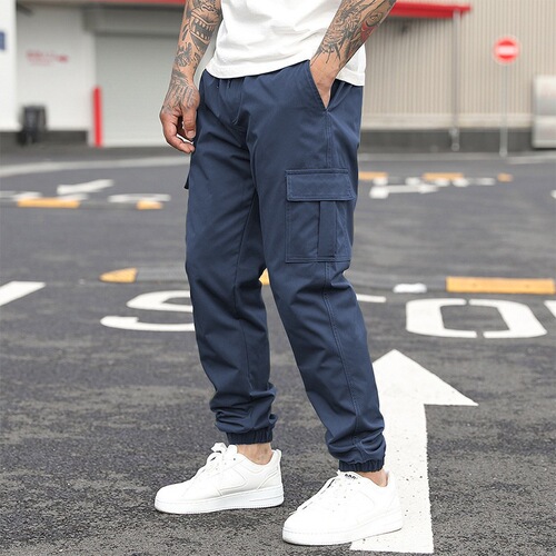 New stylish work pants, Western and European independent casual long pants, trendy brand short-sleeved drawstring with multiple pockets