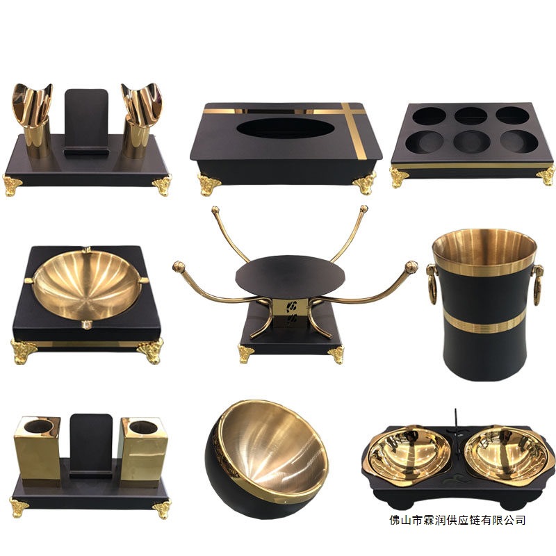 KTV不锈钢摆台用品 夜总会包厢专用烟灰缸果皮碗纸巾盒话筒架果盘