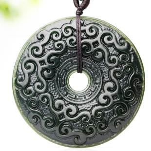 Xinjiang Hetian Jade Pendant Men's Xiangyun All the Best Jade Jadestone Natural Sapphire Pendant Safety Buckle Jade Pendant
