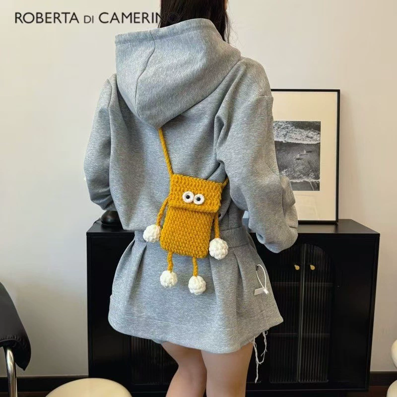 Странная мини-сумка на плече женская осень-зима новая мультяшная тканая сумка персонализированная сумка для мобильного телефона