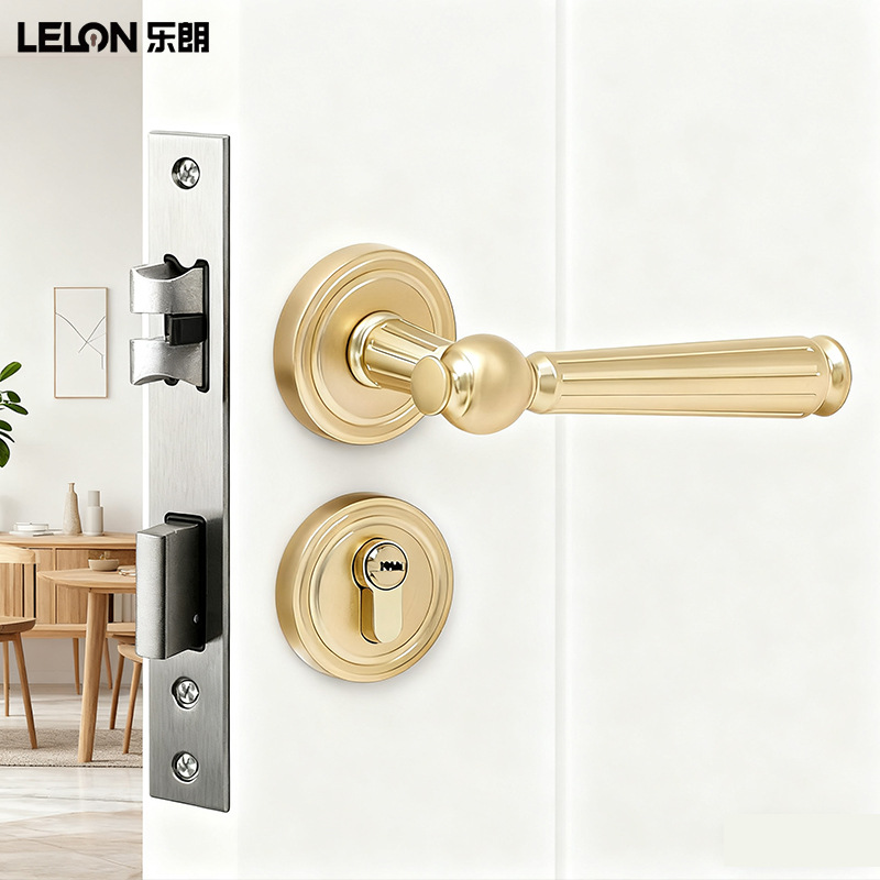 Cerradura de puerta francesa retrógrada personalizada puerta interior manija de puerta de madera bloqueo magnético silencioso separación cerradura de puerta de habitación doméstica
