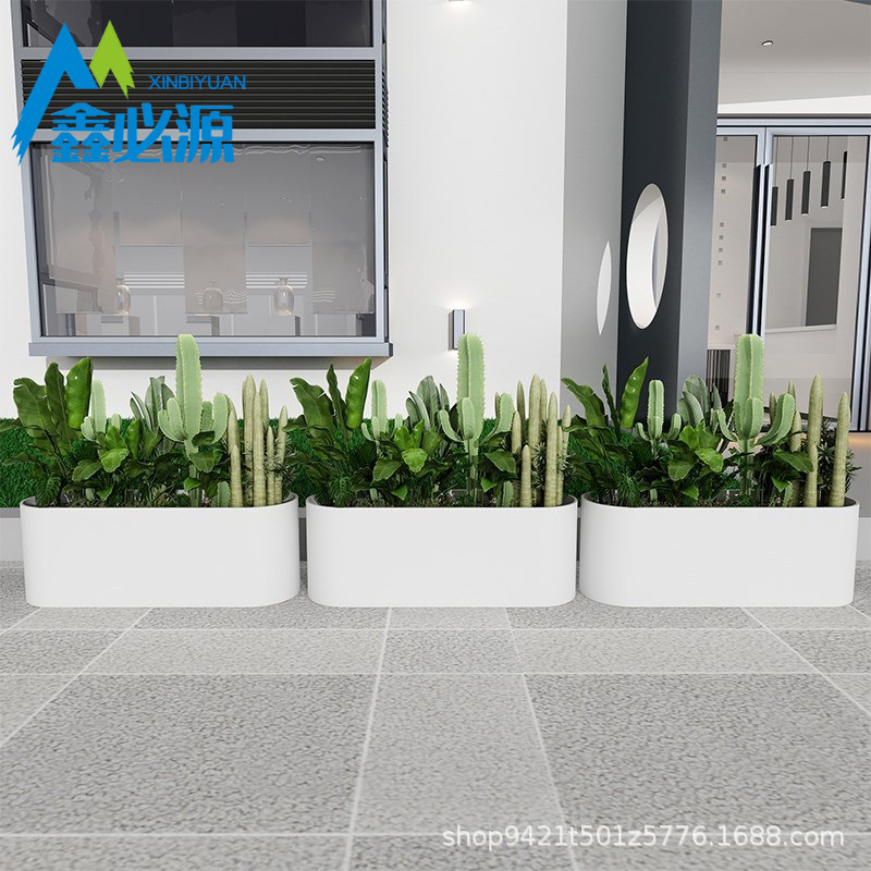 玻璃钢花箱长方形花盆商场弧形创意现代简约树池特大号花坛花池