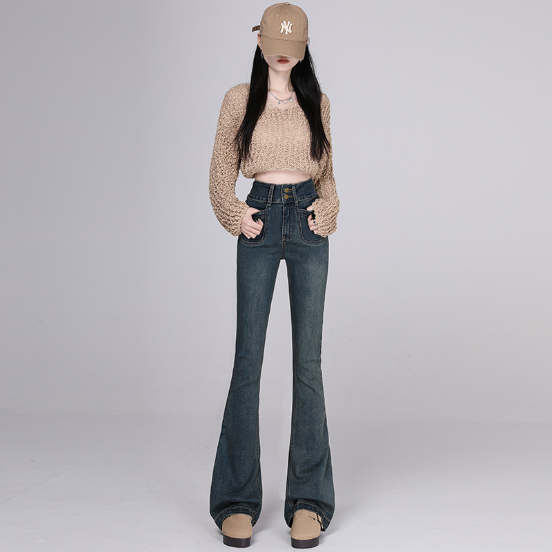 Autumn elastic retro universal flared trousers
