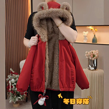 女童冬季加厚棉衣2025新款儿童韩版休闲加绒加厚两面穿毛毛衣外套