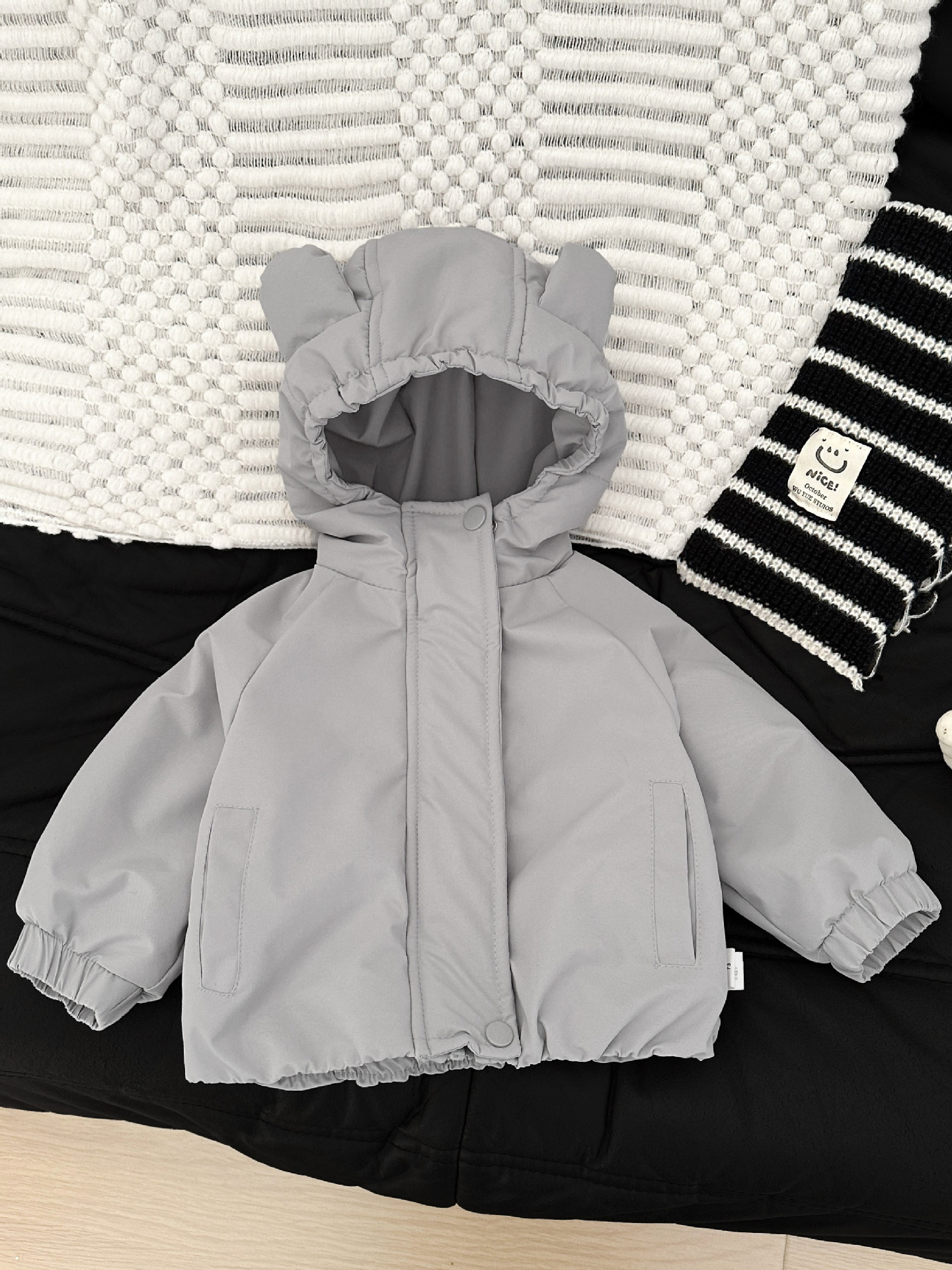 Niños lindos ropa de algodón encapuchado invierno ropa de bebé coreana más chaqueta de algodón gruesa chaqueta de bebé a prueba de viento abrigo cálido