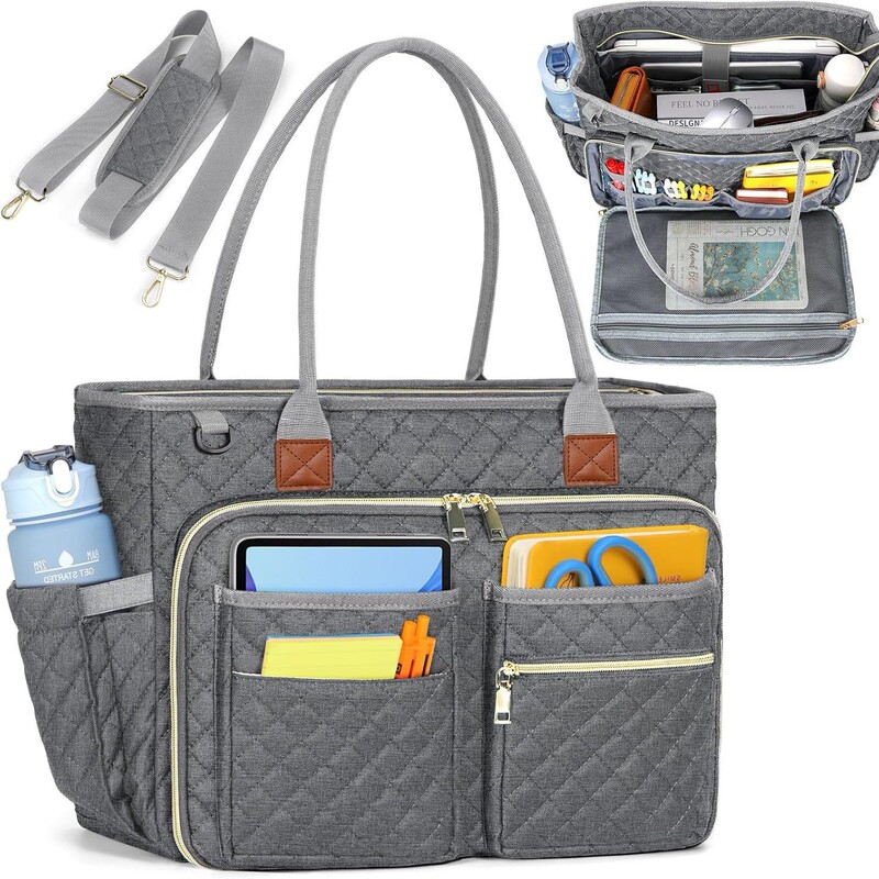 Multifunctional Portable Laptop Briefcase, Durable Teacher's Handbag with Insulated Pocket