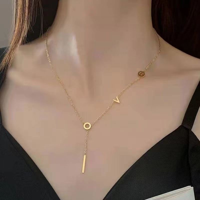(2개) 국경 목걸이 전신 티타늄 스틸 목걸이 18K 전기 도금 알레르기 펜던트 패션 고급 달콤한 한국 팬 머리카락