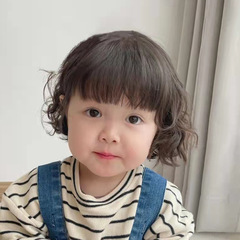 Child wig for girls, short curly hair, baby photo shoot cute short hair, can be tilted or straight bangs, synthetic hair wig head cover, wholesale
